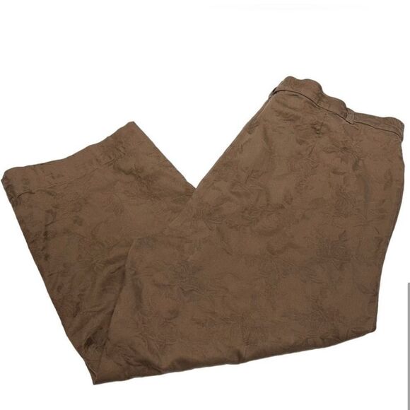 Vintage Bestow Wear Brown Two Piece Set Floral Jacquard Pants Set XL - Picture 6 of 13
